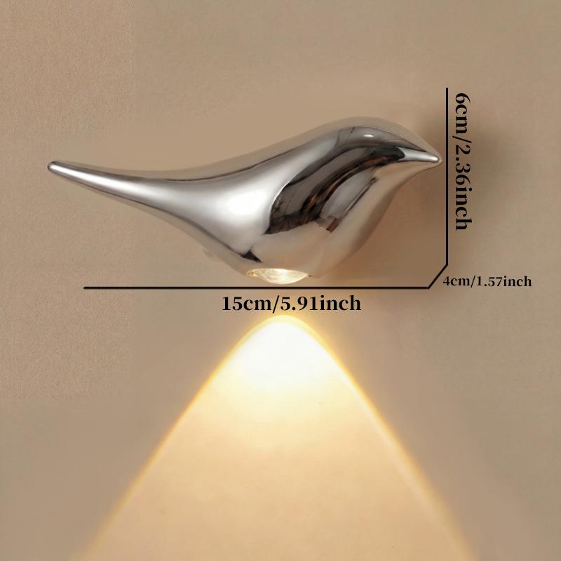Luxury Gold Bird Shape LED Night Light, Magnetic Motion Sensor Wall Sconce, Rechargeable Dimmable Night Lamp for Home Decor
