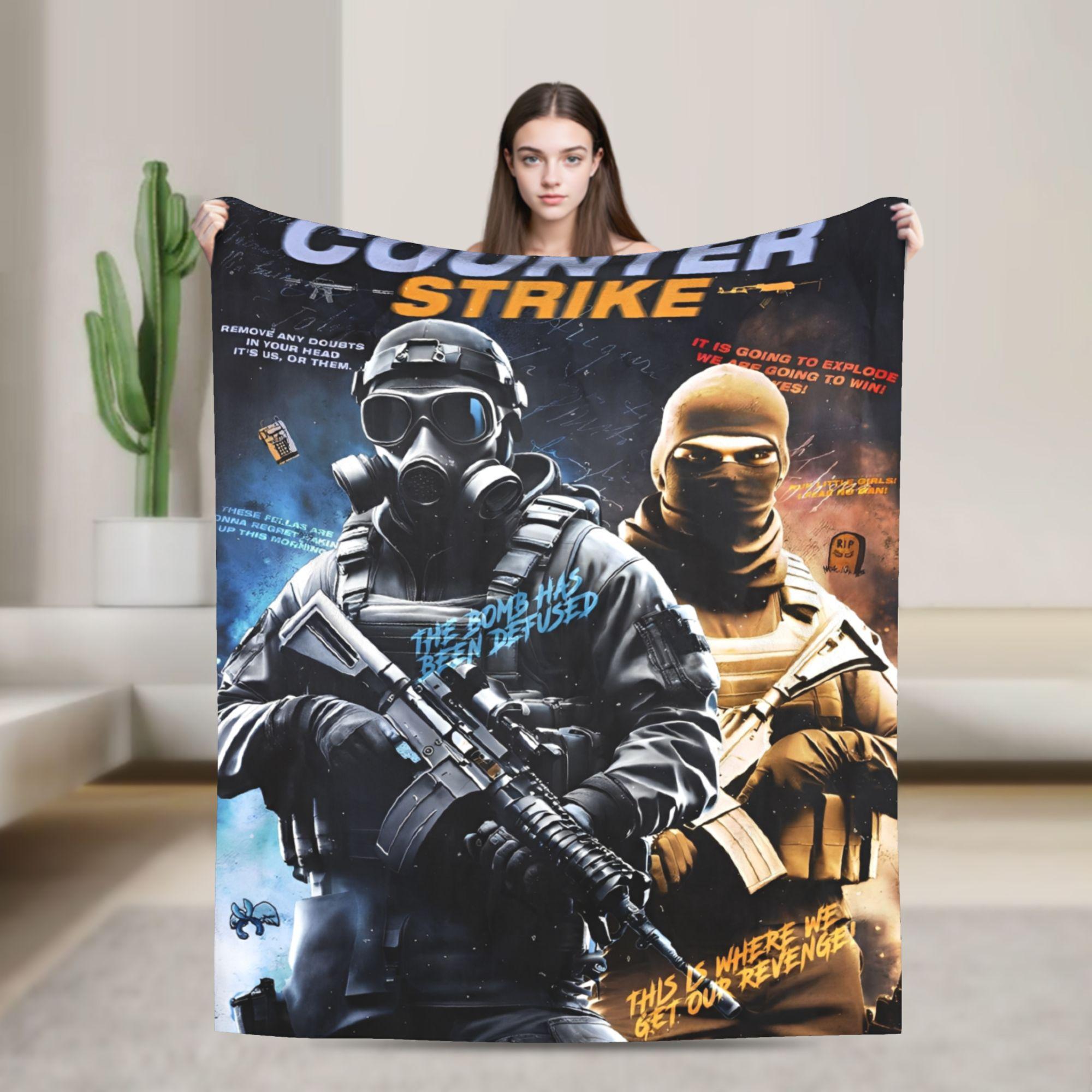 

Counter Strike CS Go Fleece Throw Blanket Shootting Game Art for Bedding Throws Knitted Blanket Office Thin Portable Quilt 75x90cm