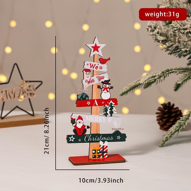 2026 Wooden Christmas Tree Ornament: English Letter Creative Decoration