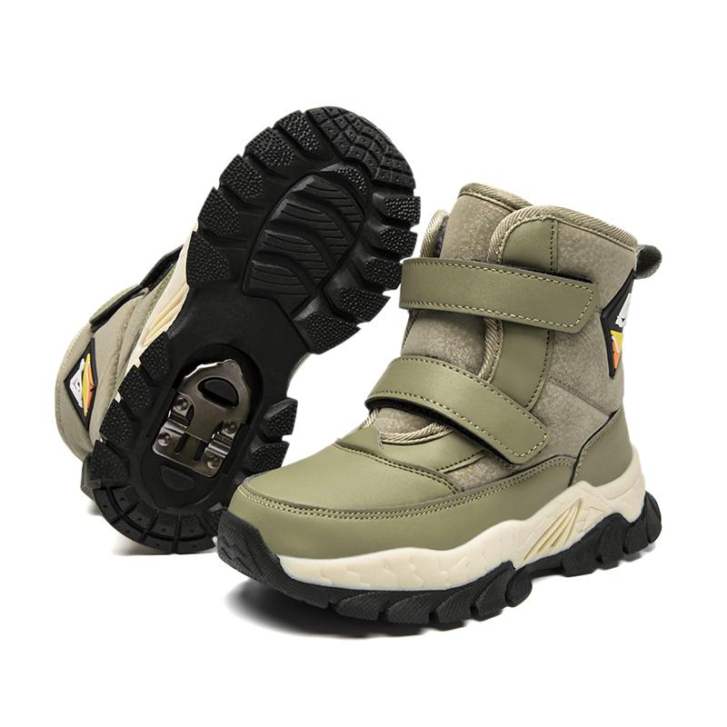 Children Warm Snow Boots Kids Winter Cotton Shoes Non-slip Snow Outdoor Warm Plush Boots High Top Warm Furry Footwear Waterproof Warm Sneakers