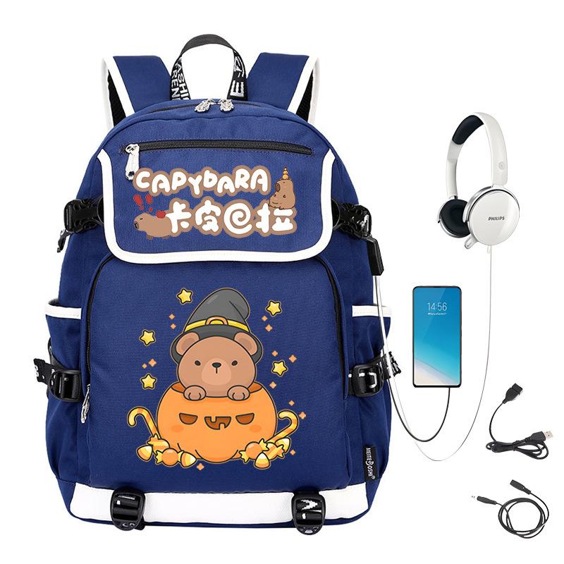 

Креативный трендовый рюкзак с принтом капибары, повседневный, для детей, школьный, большой вместимости, для учеников начальной и средней школы, модный No specification