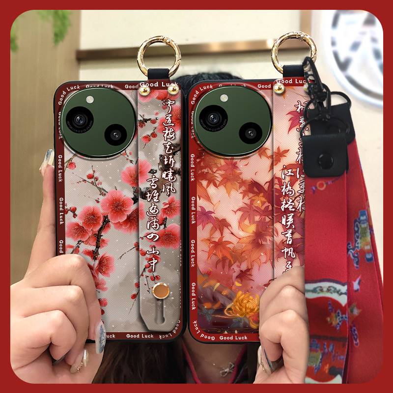 Wrist Strap Lanyard Phone Case For Sharp Aquos R9/SH-51E Wristband Kickstand Waterproof Fashion Phone Holder Silicone