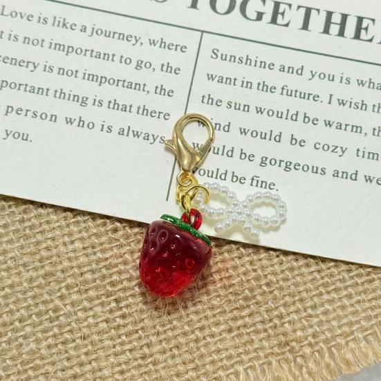 Keychain Pendant Bowknot Decor Simulated Fruit Design Key Chain with Universal Lobster Clasp Keys Bags Phones Accessory