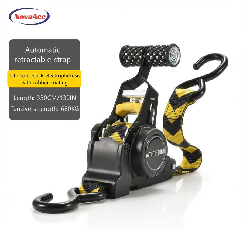 Heavy Duty Practical Auto Retractable Quick Release Tensioning Band for Truck Cargo Transport Car Motorcycle Free Webbing Straps