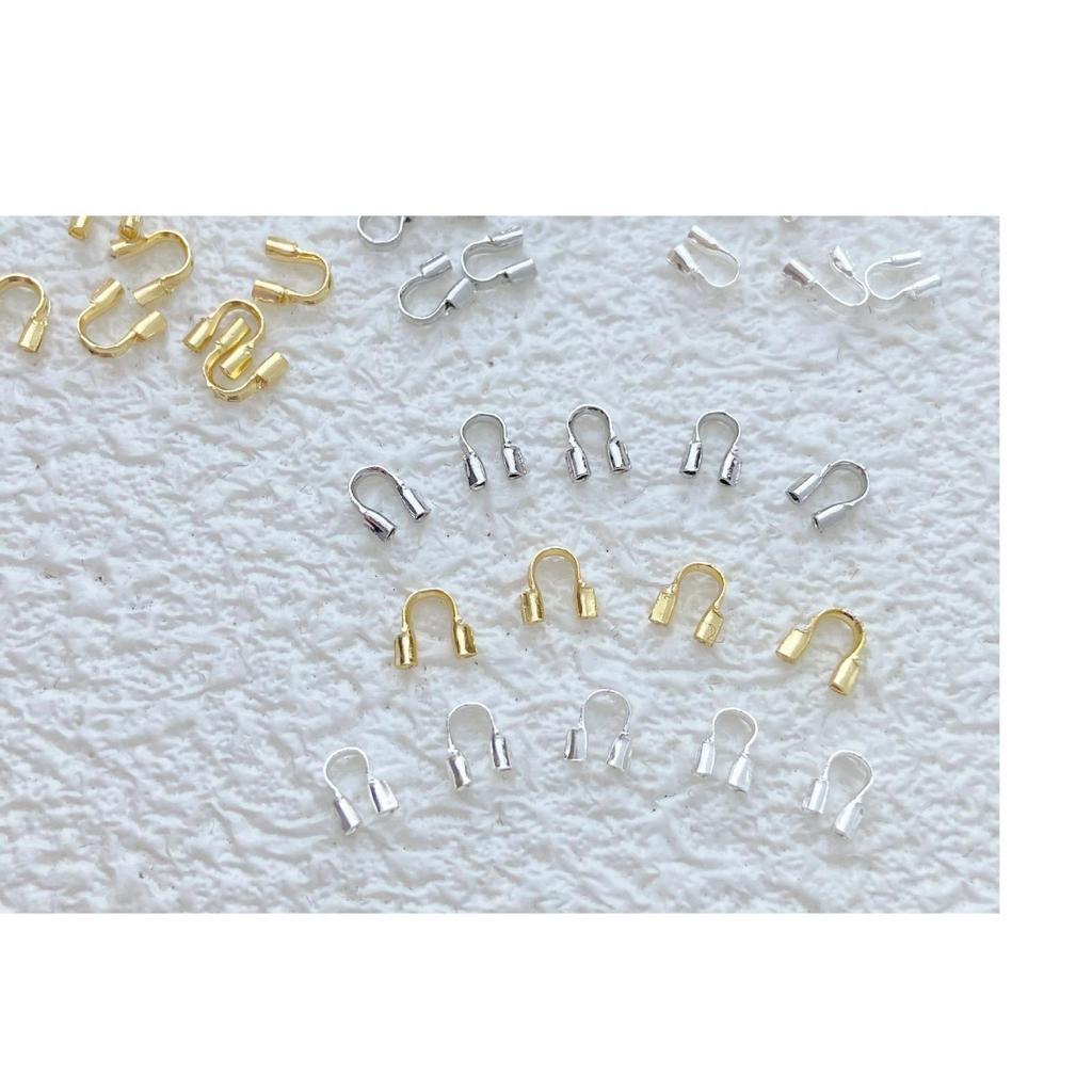 18k Gold-Filled U-Shaped Horseshoe Buckle End Caps for Steel Wire Beading, Handmade DIY Jewelry Accessories