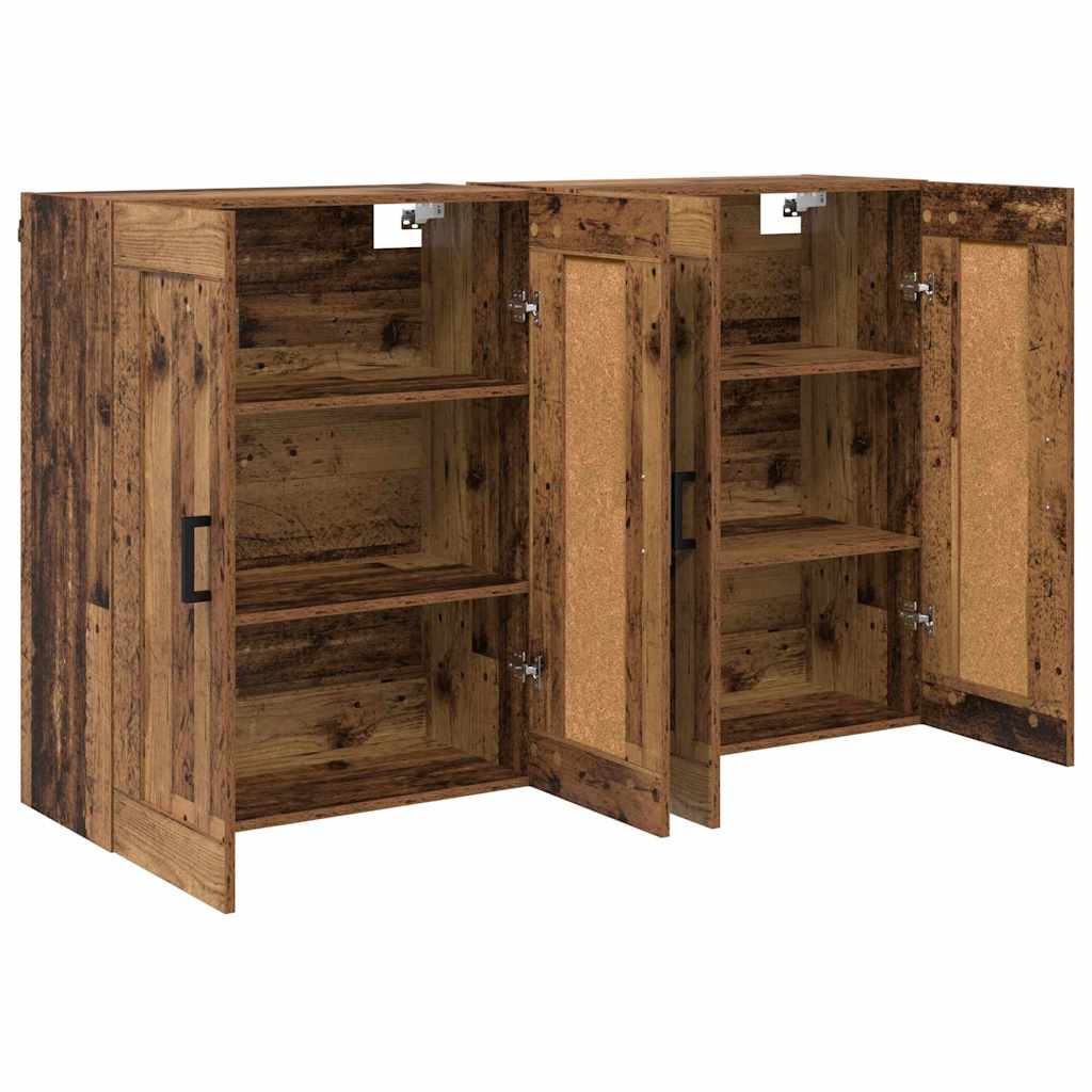 Wall Mounted Cabinet Set 2 Pcs Reclaimed Wood Look 69.5 X 34 X 90 Cm