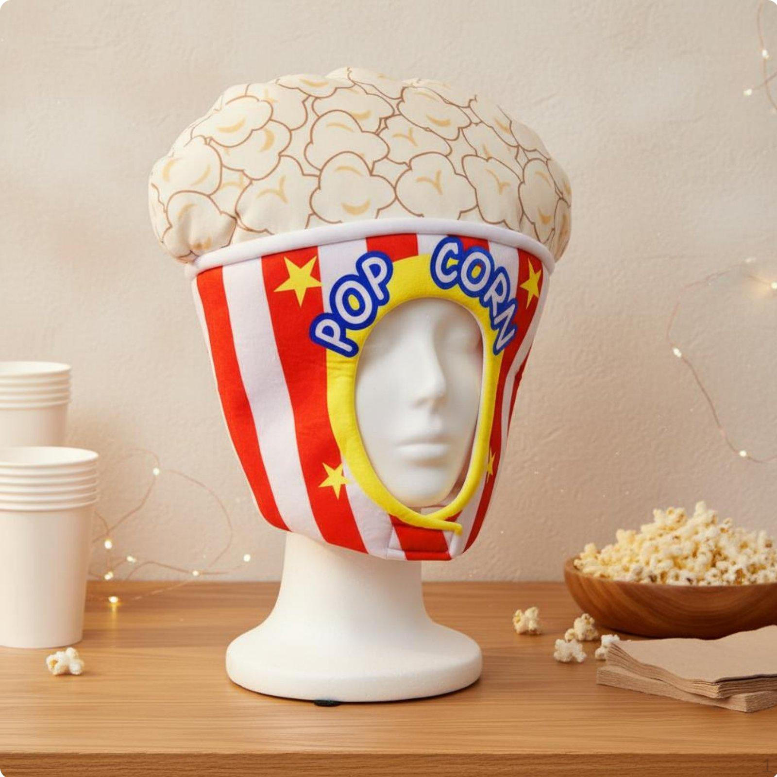 Popcorn Costume Headpiece Funny Design Food Themed Hat Carnival Bucket for