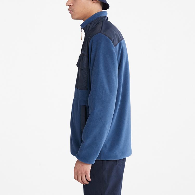 Timberland Casual Color Block Stand Collar Jacket Men Jacket Dark-Sapphire Dark-Denim A69M9-Z02