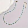 Gradient Blue Green Square Seed Bead Gold Star Station Choker Necklace