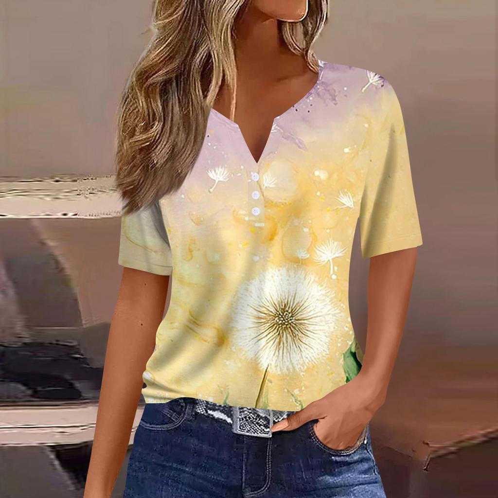 Women's Fashion Casual Short Sleeve Floral Print Top