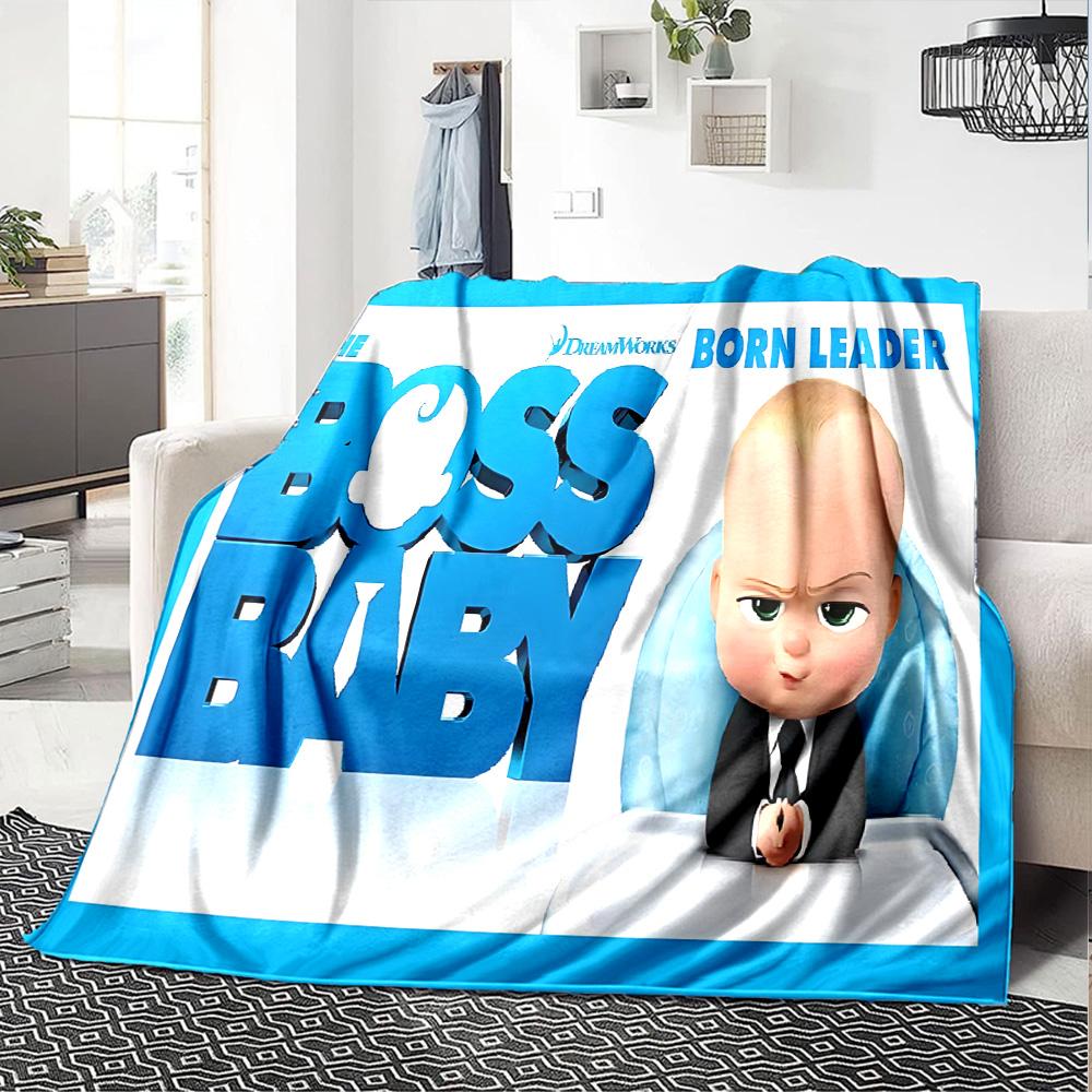 1pz Coperta in Flanella Baby Boss Ritorna, Coperta in Peluche Calda Ultra Morbida per Casa Camera da Letto Letto Divano Copertura Campeggio Picnic Regalo Y72422