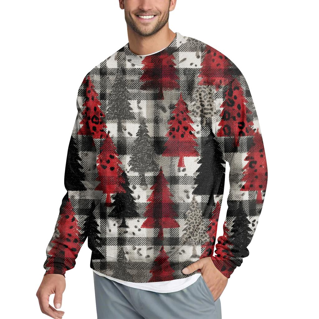 Men's Casual Fashion Printed Round Neck Pullover Sweatshirt