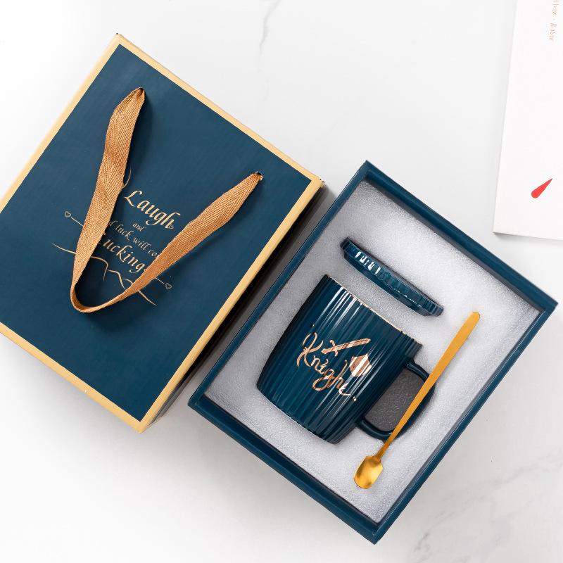 European Ceramic Mug Striped Mug Set Couple Cup Advertising Gift Souvenir