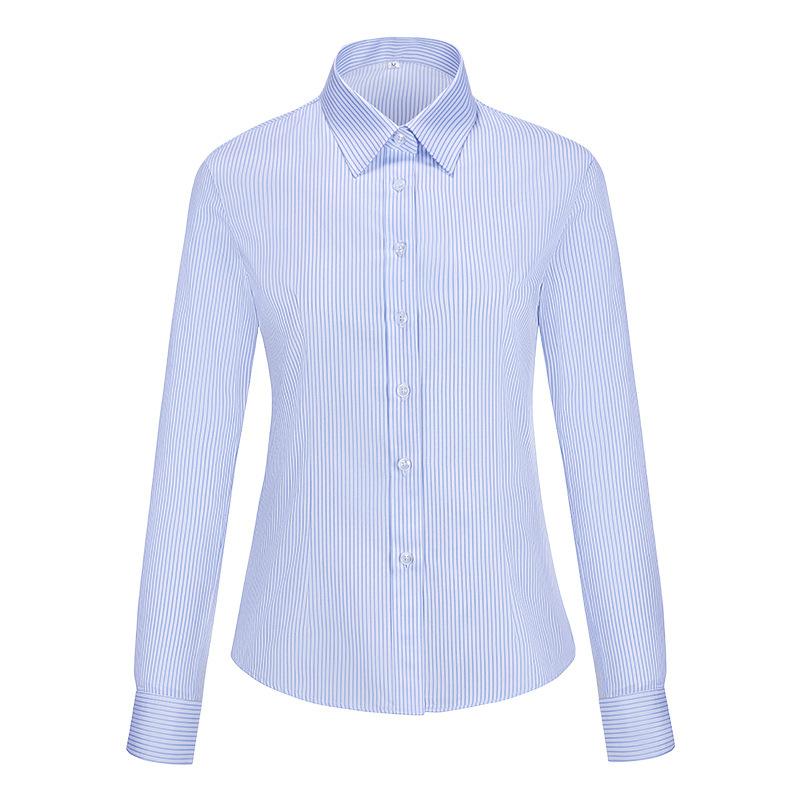 Long-sleeved striped shirt women's business formal wear men's and women's professional wear shirt slim-fit hotel car 1S shop tooling