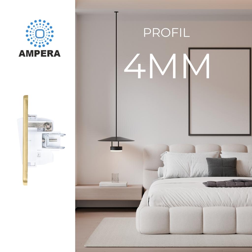 Quadruple White Staircase Light Switch Brushed Steel PVD Brass