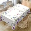 1pc Elegant Floral Tablecloth - Spring/Summer Purple & White Floral Print with Eucalyptus Leaves, Rectangular Polyester Table Cover for Indoor/Outdoor