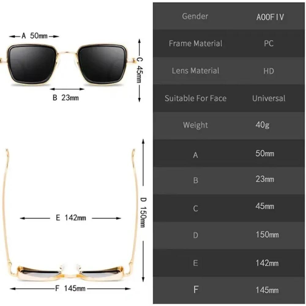 Square Protective Glasses Durable Metal Eyeglass Frame Retro Thick Sunglasses Men's UV400 High Definition
