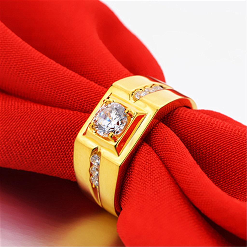 Ring vergoldet vergoldeter Ring Herren dominanter großer Ring platinierter Simulant-Diamantring Herrenring vergoldeter Schmuck