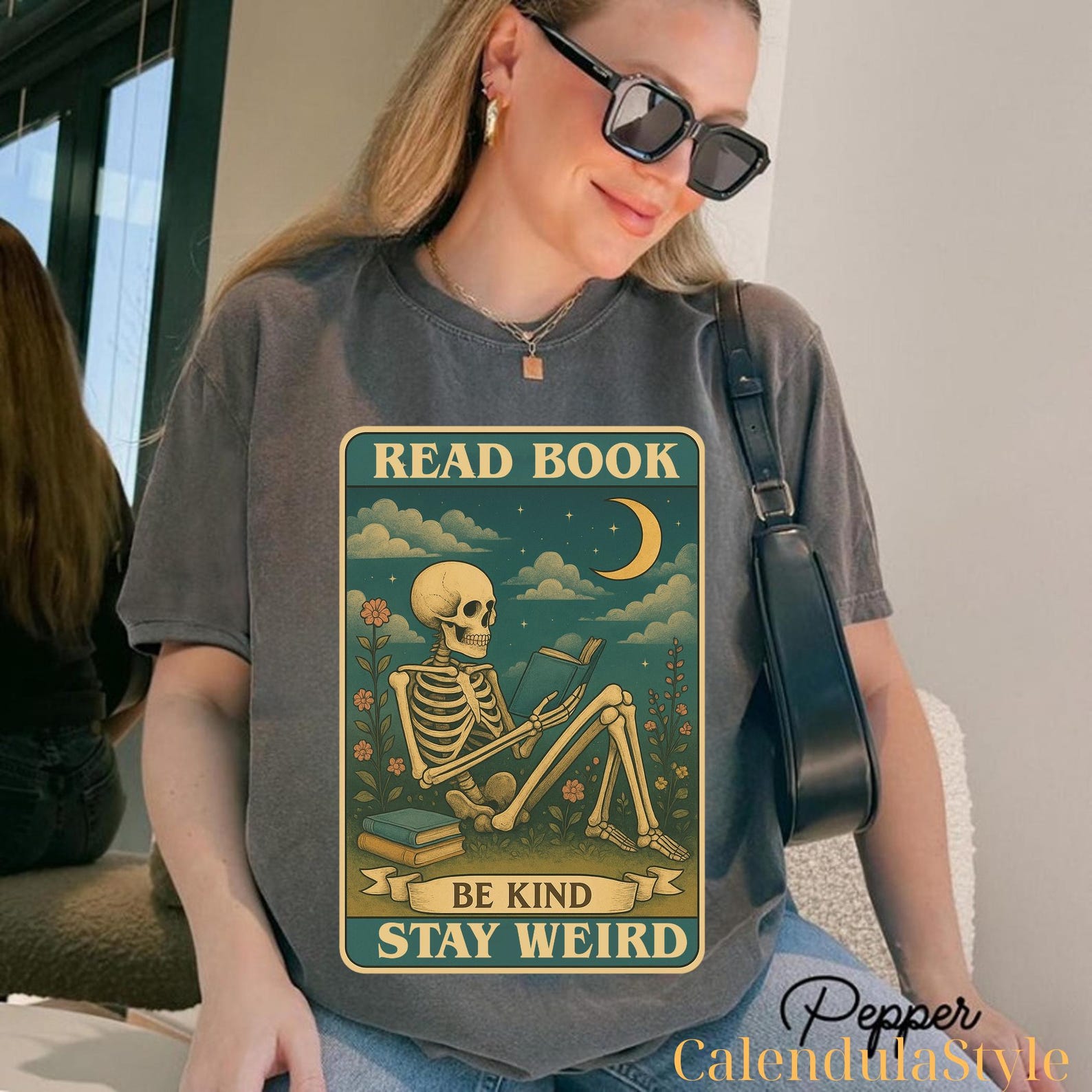 Read Books Be Kind Stay Weird, Book Dead Set On Reading Shirt, Skeleton Reading Books Tee, The Reader Tarot Shirt, Skull Book Lover 3XL
