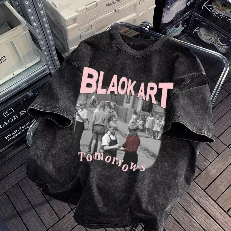 New Fashion Trend Ins Simple Printed Top Short-Sleeved T-Shirt Men'S Summer Loose Five-Minute Sleeve