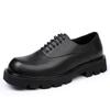 Square head casual leather shoes men's high-end sense thick-soled niche design spring and summer trend breathable heightening derby shoes