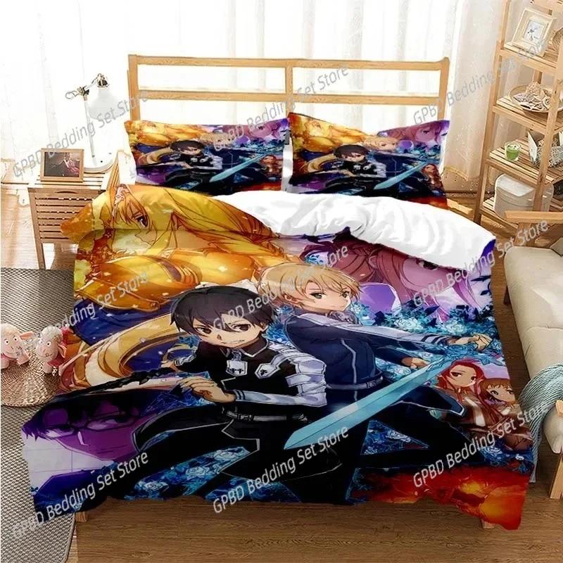 Cartoon Asuna Sword Art Online Bedding Set Single Twin Double Queen King Cal King Size Bed Linen Set