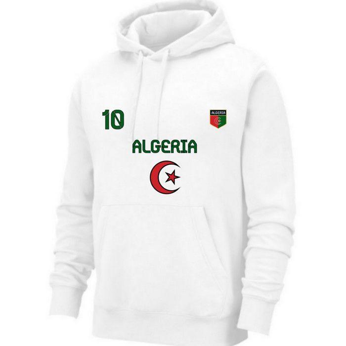 Sweat à capuche - Algérie - Blanc - Impression devant - Cordon de serrage - Poche kangourou