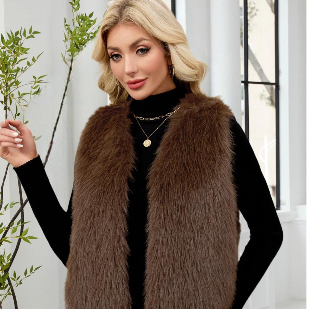 Autumn/Winter Artificial Fur Vest Medium to Long