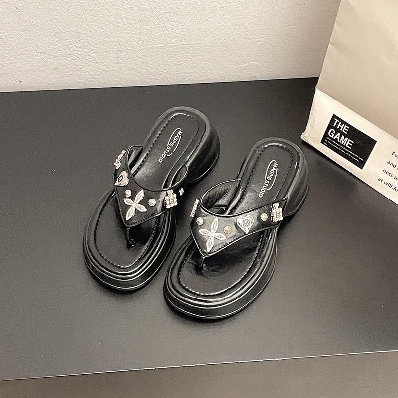 

Однословные пляжные шлепанцы на плоской подошве с бисером, женские, весна-лето 2025, новинка, летняя женская обувь для улицы, кристалл 35