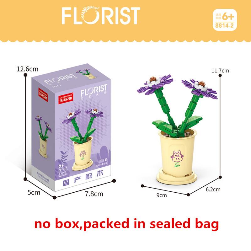 Creative Kawaii Milk Tea Cup Building Block Flower Bouquet Potted DIY Rose Bricks Decor Toys For Children Kids Christmas Gift