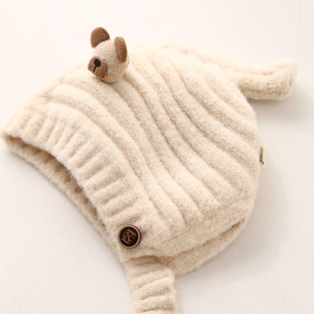 Warm Baby Knitted Hat Soft Kids Earmuffs Cap Fashion Children Pullover Cap  Boys