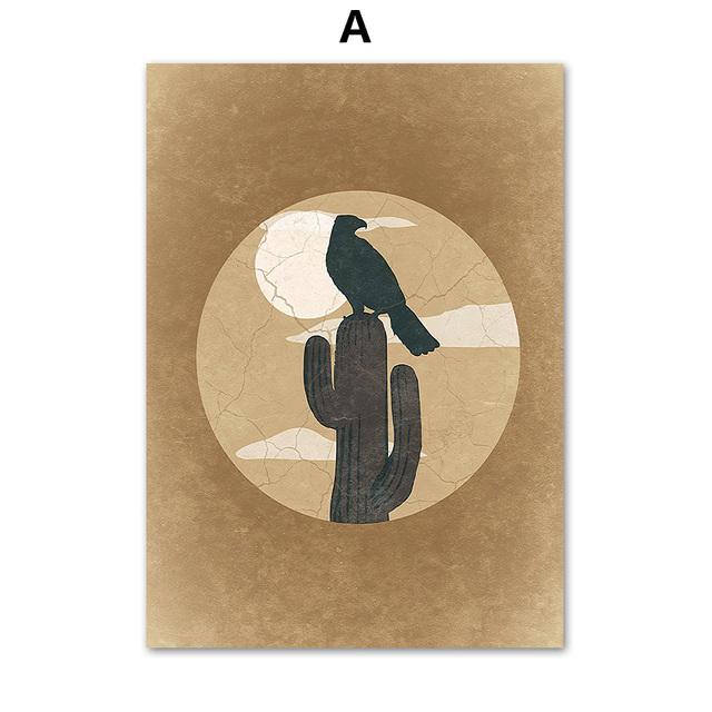 Desert Cowboy Canvas Painting Wall Decoration Sunset Bobcat Posters and Prints Interior Painting No Frame