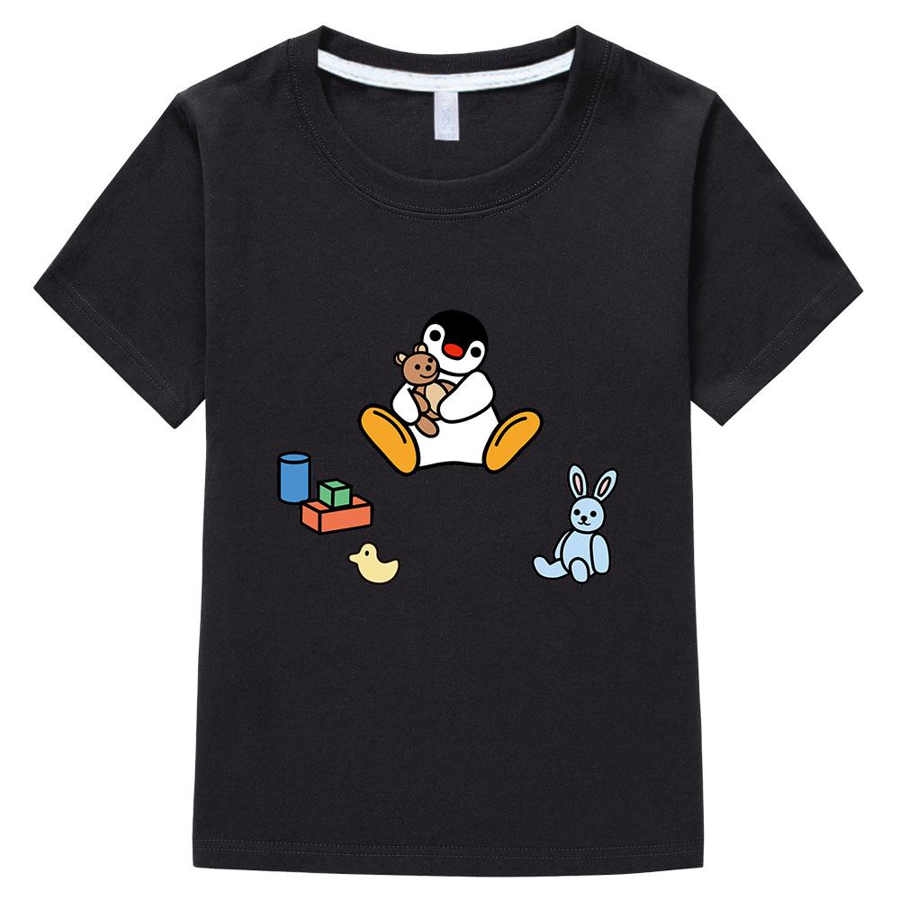 Pingu 100% Cotton Kids T-shirt Kawaii Boys Cartoon Print Girls O-neck Clothing Sports Fashion Tops Manga Short Sleeves Summer