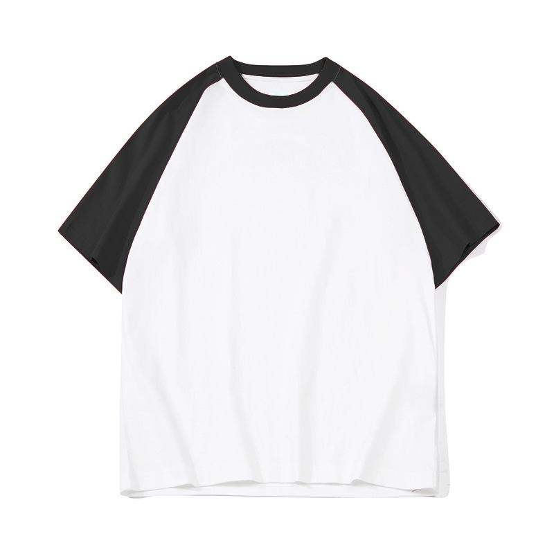 Unisex Pure Cotton Color Block Drop Shoulder T-shirt with Horn Sleeves and Round Neck 2XL