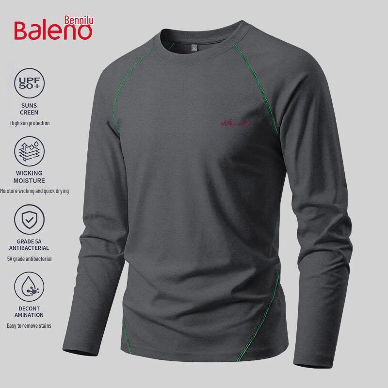 Baleno Men's Antibacterial Long Sleeve Crew Neck T-Shirt