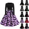 Women's Halloween Print Flare Dress For Women Long Sleeve Dress Party Casual Dresses