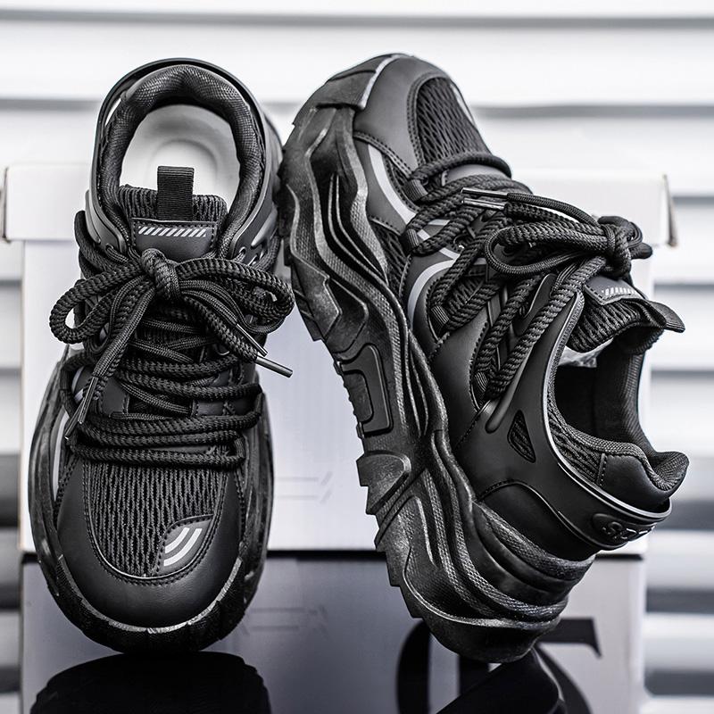 

New Thick SoledNew Thick Soled Height Increasing Lightweight Comfortable Breathable Sports Dad Shoes Low Top Trendy Single Shoes 44 чёрный