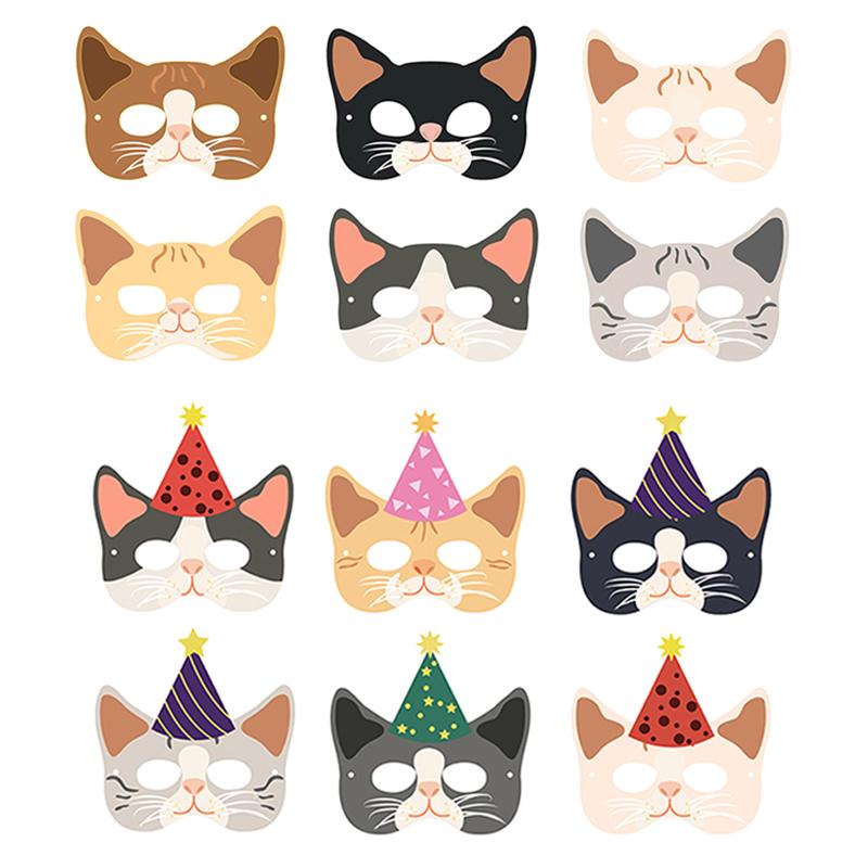 Fiesta de Cumpleaños Infantil Máscaras de Gato de Dibujos Animados Máscara Lindos Gatos Mascota Decoraciones para Fiestas Fiesta de Baby Shower Suministros de Decoración Facial