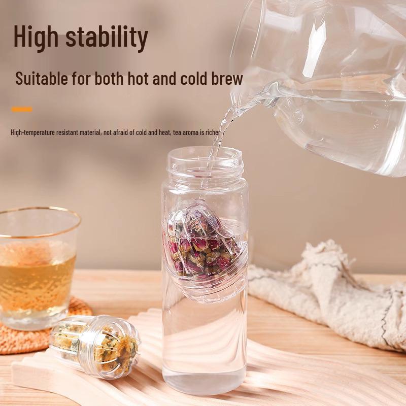 Flower Tea Infuser Ball and Strainer with Insulated Portable Cup