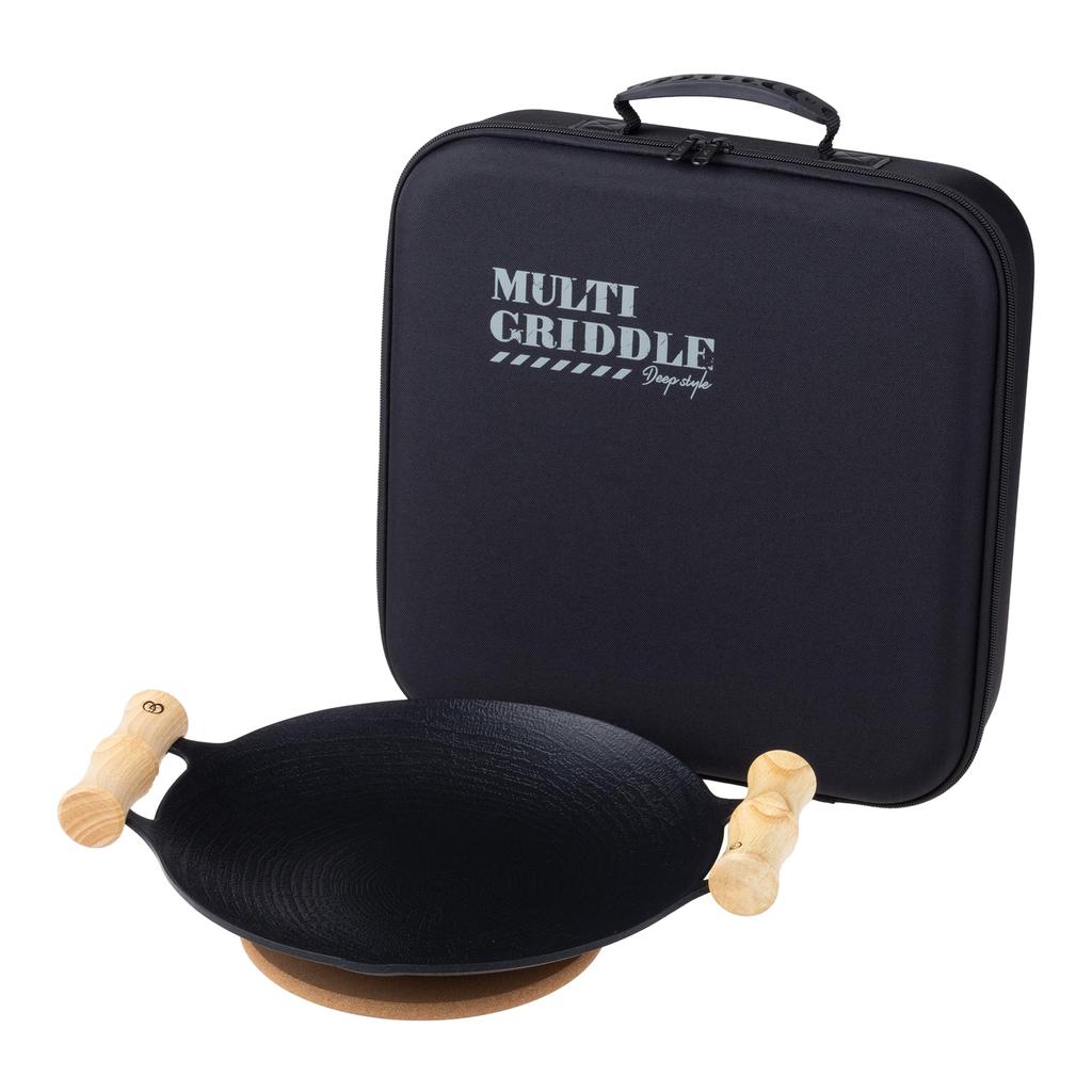 JHQ Deep Flat Set of 2 Storage Wooden Storage Gray Authentic Suitable for Bonfires and Open No Seasoning Outdoor BBQ Multi-Griddle, 29cm, 25cm, (Hard