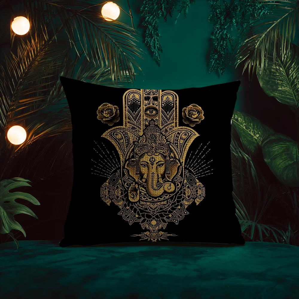Beautiful Mysterious Style HamsaA Cushion Cover Silky Elegant Comfort Sofa Bed Invisible Zipper Beach Pillowcase