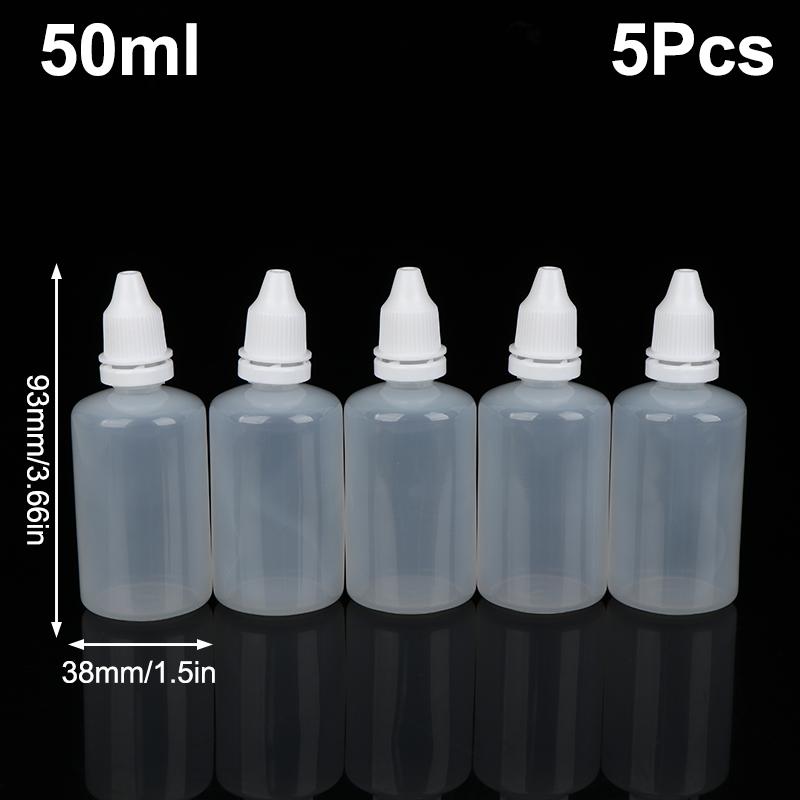 5Pcs Empty Plastic Dropper Bottles 3/5/10/15/20/30/50/100ml Squeezable Refillable for Paint Beauty Oil Ink Cosmetics Storage