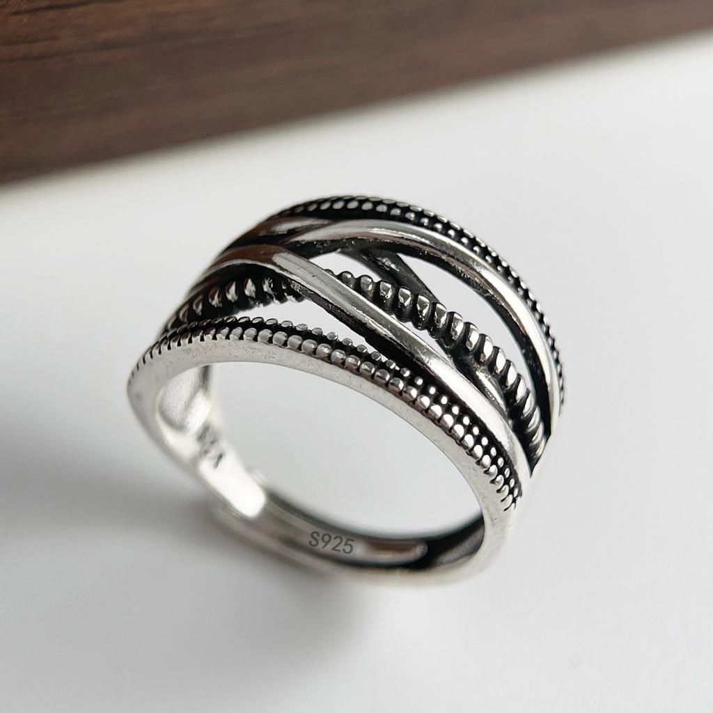925 Sterling Silver Rings for Women Couple Minimalist Handmade Simple Retro Interware Ring Fine Jewelry Gift Prevent Allergy