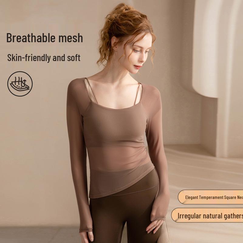 

Women s Mesh Layered Yoga Long Sleeve Top XL