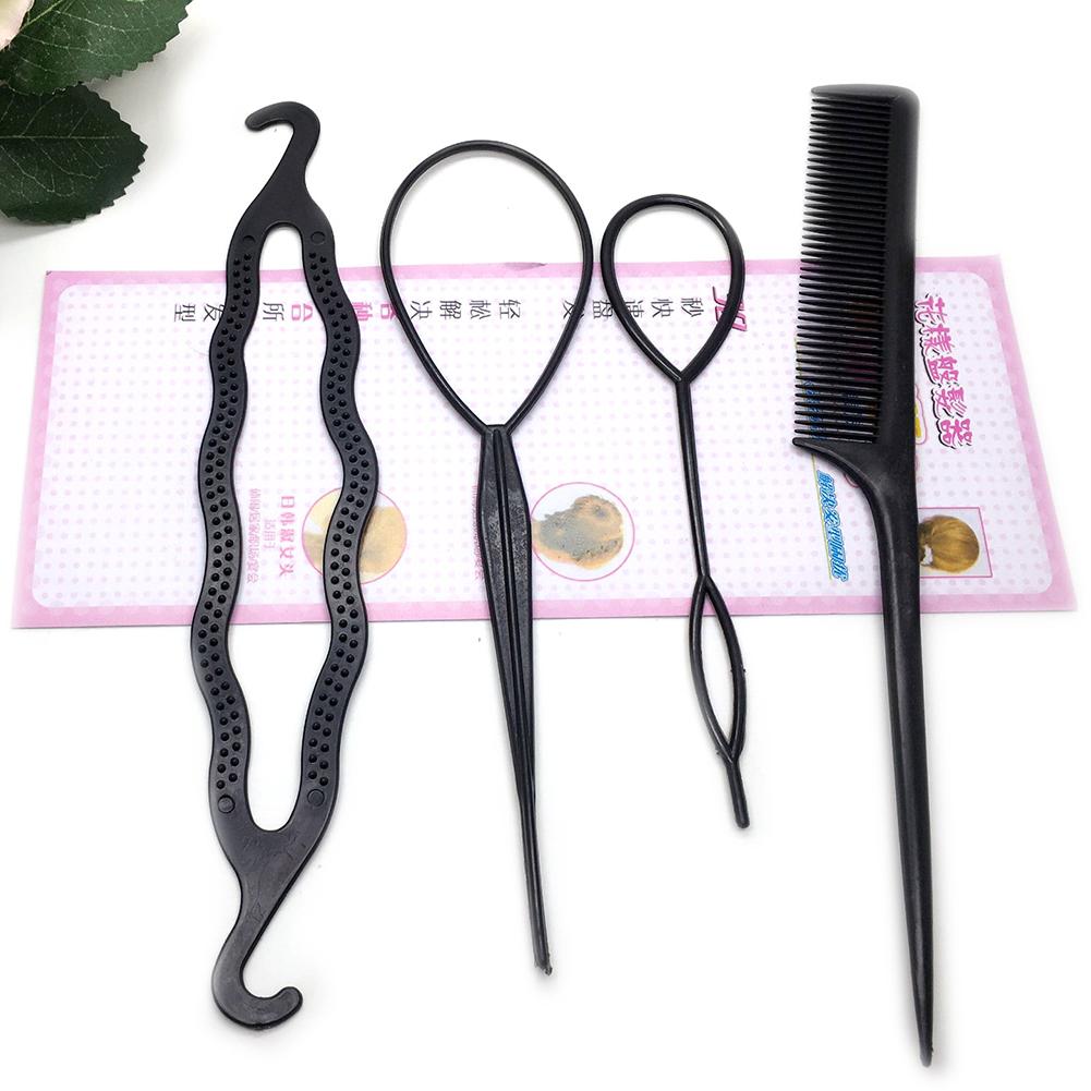 4Pcs Braid Ponytail Bun Maker Comb DIY Hair Styling Set