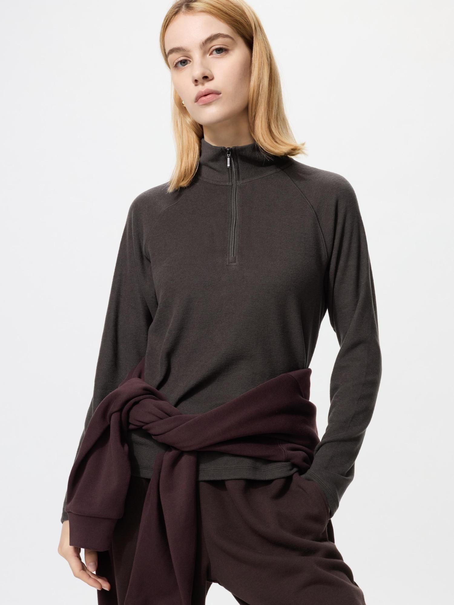 

Uniqlo HeaTTech STreTch Флис Полузастежка T Длинный рукав 39 DARK BROWN/M