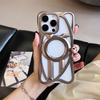 For iPhone 16 Pro Max Matte Case Compatible with MagSafe Frameless Electroplated Hollow Design TPU Phone Cover