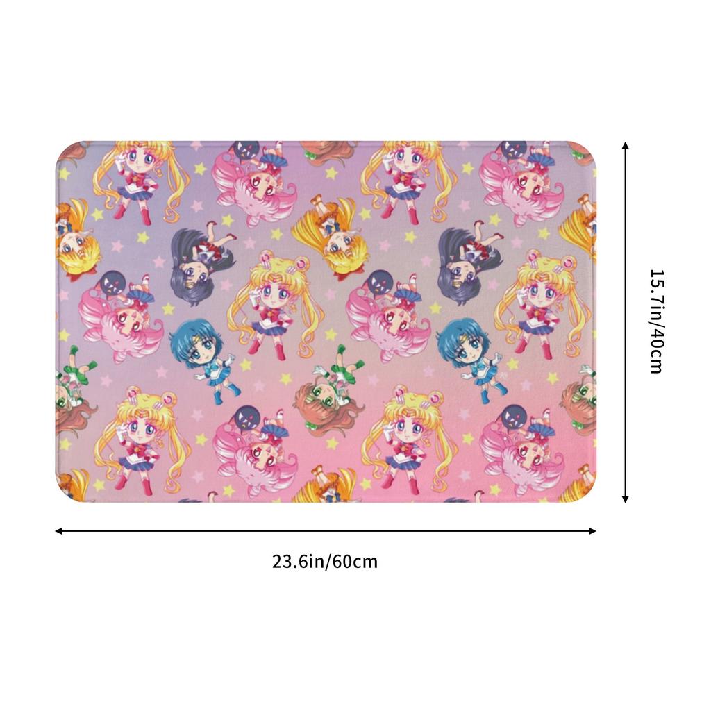 Crystal Team Pattern Front Door Floor Entrance Mats Indoor Sailor Moon Bathroom Kitchen Doormat Balcony Carpet Rug