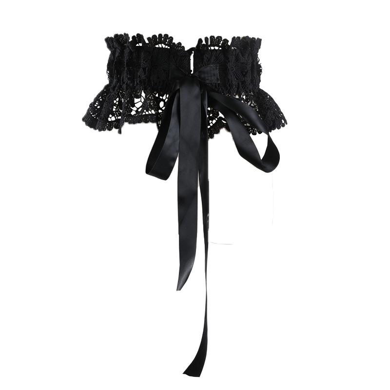 Fashionable Women Lace Tied Belt Wide Waistband Lace Skirt Style External Wear Waist Cinching Elastic Waistband Waist Cinch