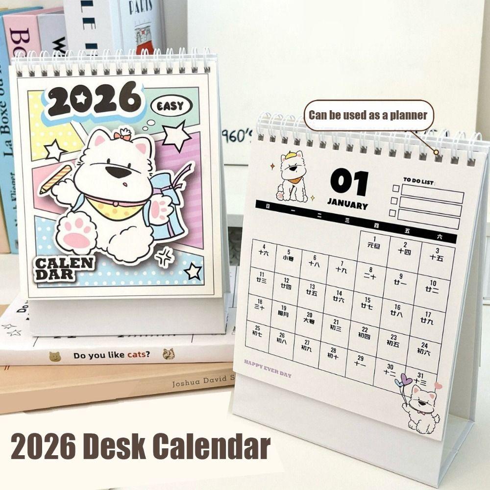Cartoon Dog 2026 Desk Calendar Memo Notes Monthly Calendar Learning Plan Calendar  Work Scheduling